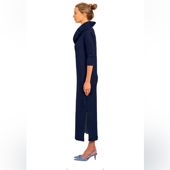 Gretchen Scott Designs Blue Sheath Maxi Dress 3/4 Sleeve - Picture 3 of 3